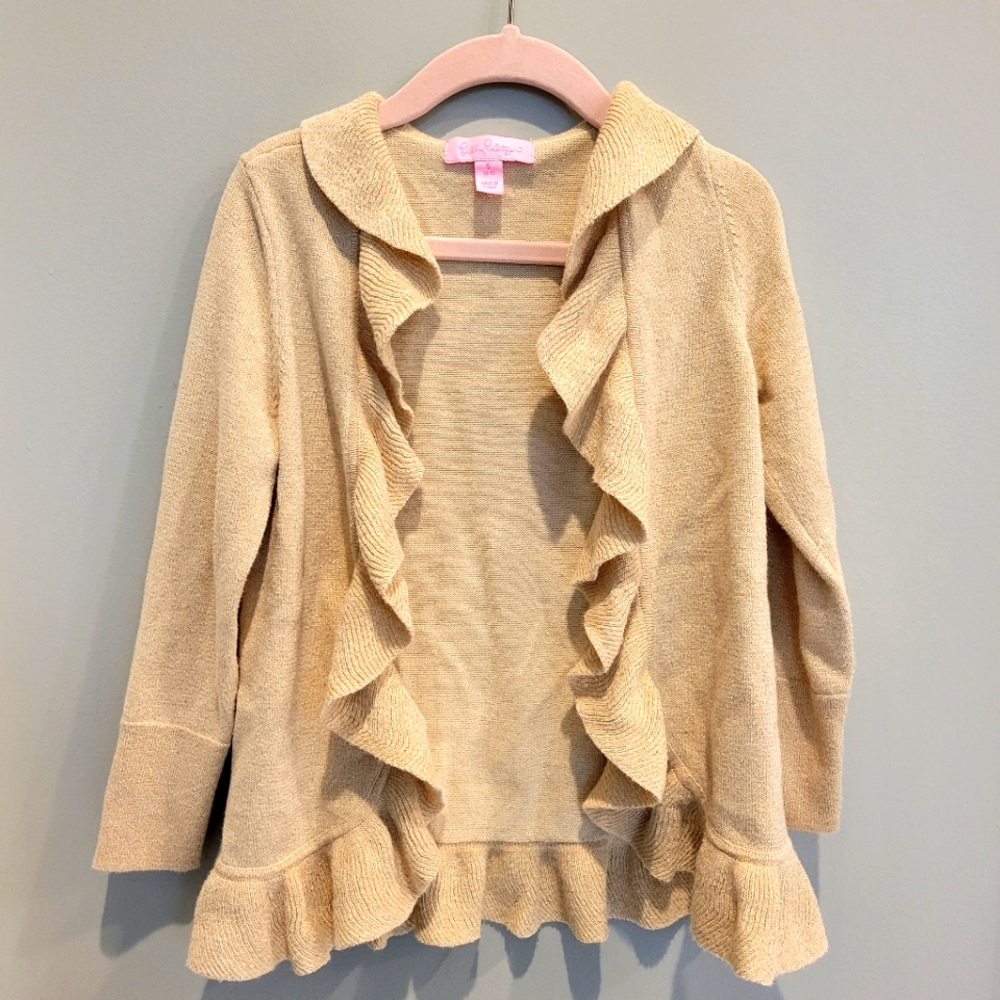 Lilly Pulitzer Girl's Cardigan, size S (4-5)  Gold Metallic